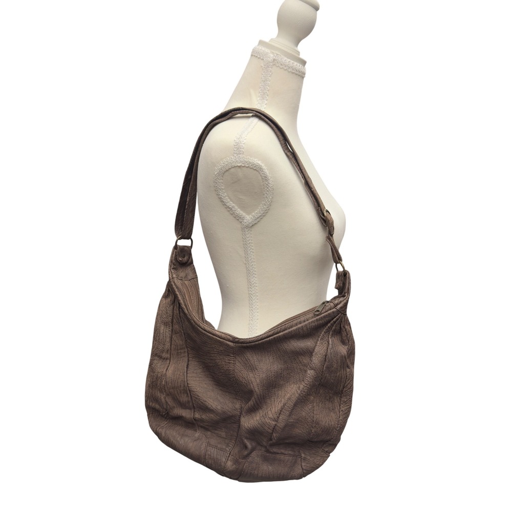 Leather Loft Italy Brown Full Grain Cowhide Leather Slouchy Hobo Shoulder Bag